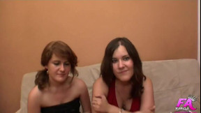 amateur threesome video: Two sisters get drilled by a nerd who can't believe his luck
