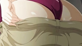 anime video: Anime girl with massive tits are fucked by muscled guy in 3some