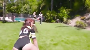 creampie teen video: sexy friends get horny after football practice handjob pickup slut mature