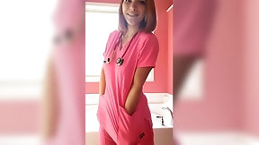 jerk off encouragement video: Busty Nurse shows her juicy body in hot JOI Video
