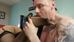 foot fetish video: Sexy MILF Foot Worship, Ass Worship, Fuck and Sucks so Good he Cums Twice!