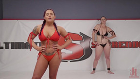 gym video: curvy fit bikini wrestlers in brutal lesbian femdom - wrestling fetish