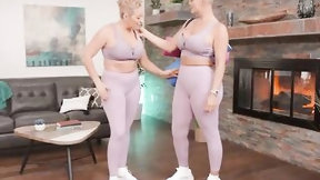 workout video: Large titted blondes, Kaden and Ryan are having a ffm three-some instead of doing workout