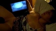 watching porn video: Mature watching porn and getting off