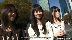 cute asian video: Amazing cute Japanese gal Asakura Kotomi shares dick with some more girls