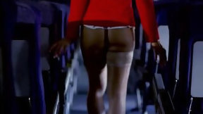 airplane video: Clea Gaultier is a slutty stewardess who would never miss an opportunity for a good fuck