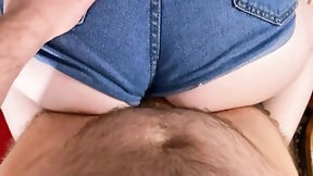 shorts video: I screw a student in denim shorts and cum on her chest - Ezik01