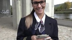 stewardess video: Awesome outdoor sex for money with a playful young stewardess