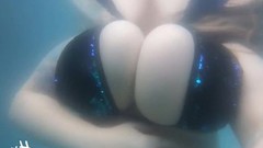 underwater video: Pool tits: monster tits in bikini underwater - solo erotic fetish