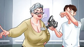 cartoon video: Summertime Saga - Old Lady bangs college student at hospital