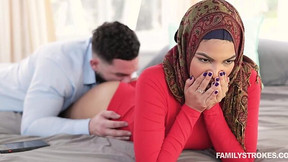 hairy arab video: Muslim sinner Maya Farrell gives head to nasty Stepbrother