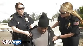 police woman video: A handsme black felon can choose to go to jail or to fuck female cop sluts