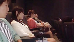 asian handjob video: japanese girl dick looking movie theater
