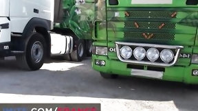 truck video: A hawt blond among the truck drivers