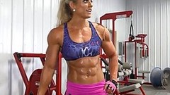 hardbodied video: Blonde bodybuilder is all muscled and looks hot and likes to show off all the time