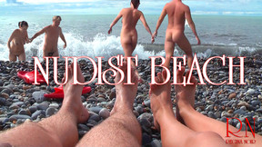nudist video: NUDIST BEACH – Nude young couple at beach, naked teen couple