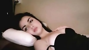 erotic indian video: Indian brunette with not so big boobs is performing on cam, every once in a while