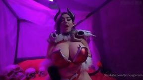 cosplay video: Large-Breasted Succubus Hot POV Porn