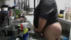 housewife video: Naughty housewife in the kitchen