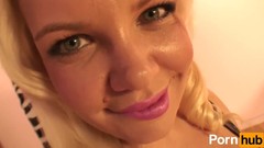 latex video: Blonde latex MILF hard fucked by father and son