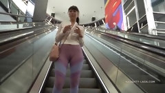 see through video: See-Through stretch pants and sheer t-shirt in public