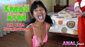asian teen anal sex video: Xmas ATM with Santa - Cum Swallowing