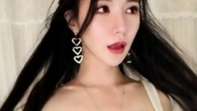 chinese babe video: Big boob brunette masturbates on webcam
