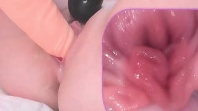 vibrator video: Dildo with camera inside wet vagina