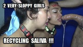 drooling video: DEEP THROAT SPIT FETISH 220521H 2 SUBMISSIVE GIRLS GETTING TRAINED DRINKING THEIR OWN SALIVA AFTER DROLLING DEEP THROAT HD WMV