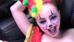 clown video: Young cute Valentine clown Lady Bug fucked by cab driver