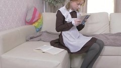 redhead teen video: Russian schoolgirl is bad in studying but good in sex