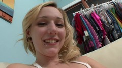 pale video: Blonde gets warm cumload after deep throating dick