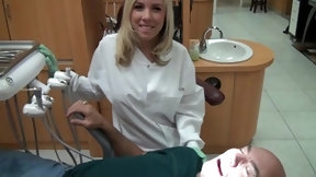 dentist video: Dentist Britney Beth gives her patient a prick sucking