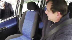 car video: Horny taxi driver is fucking a juicy girl on the backseat