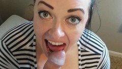 cum gargling video: Sexy slut slurps cock and cum! Deep throat gargling fun!