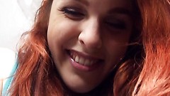 czech cum video: Redhead Czech girl facialed for money