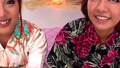 gokkun video: Kimono asians swallow cum