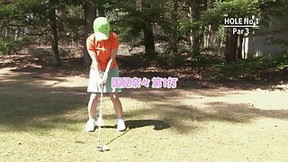 golf video: Golf whore gets teased and creamed by two guys