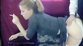 cigarette video: Smoking Cigarettes Blonde Likes Warm Fuck In Doggystyle