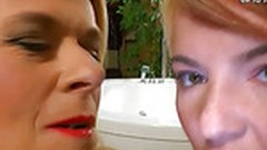bizarre video: Mature fetish slut licks cum