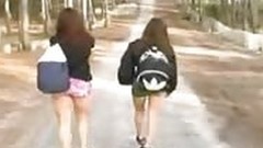 plump teen video: Mini-skirt teens camping