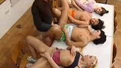 reverse gangbang video: Reverse gangbang: german teacher fucks his four sex-students