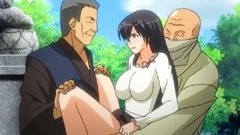 anime video: Hentai girl double penetration in the outdoor