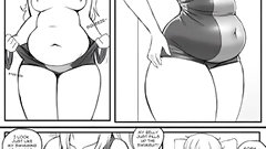 lesbian hentai video: No Lunch Break - Episode three - Weight Gain Comic Belly Inflation