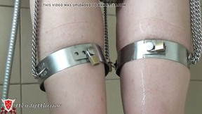 chastity belt video: Pee into Chastity Belt