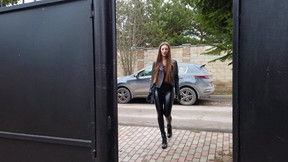 leather pants video: Natasha in Leather Outfit