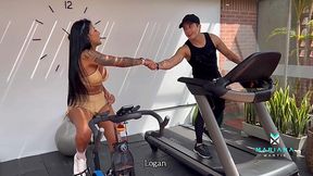 gym video: Latina met a new neighbor and immediately invited him to fuck