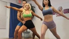gym video: Fitness coach ramon nomar screwing two busty pornstars after intense workout