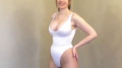 cleavage video: Leotard Erotic Bun Workout