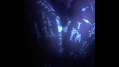 dyed hair video: Tied up princess gets spoiled - blacklight body writing - hitachi and cock